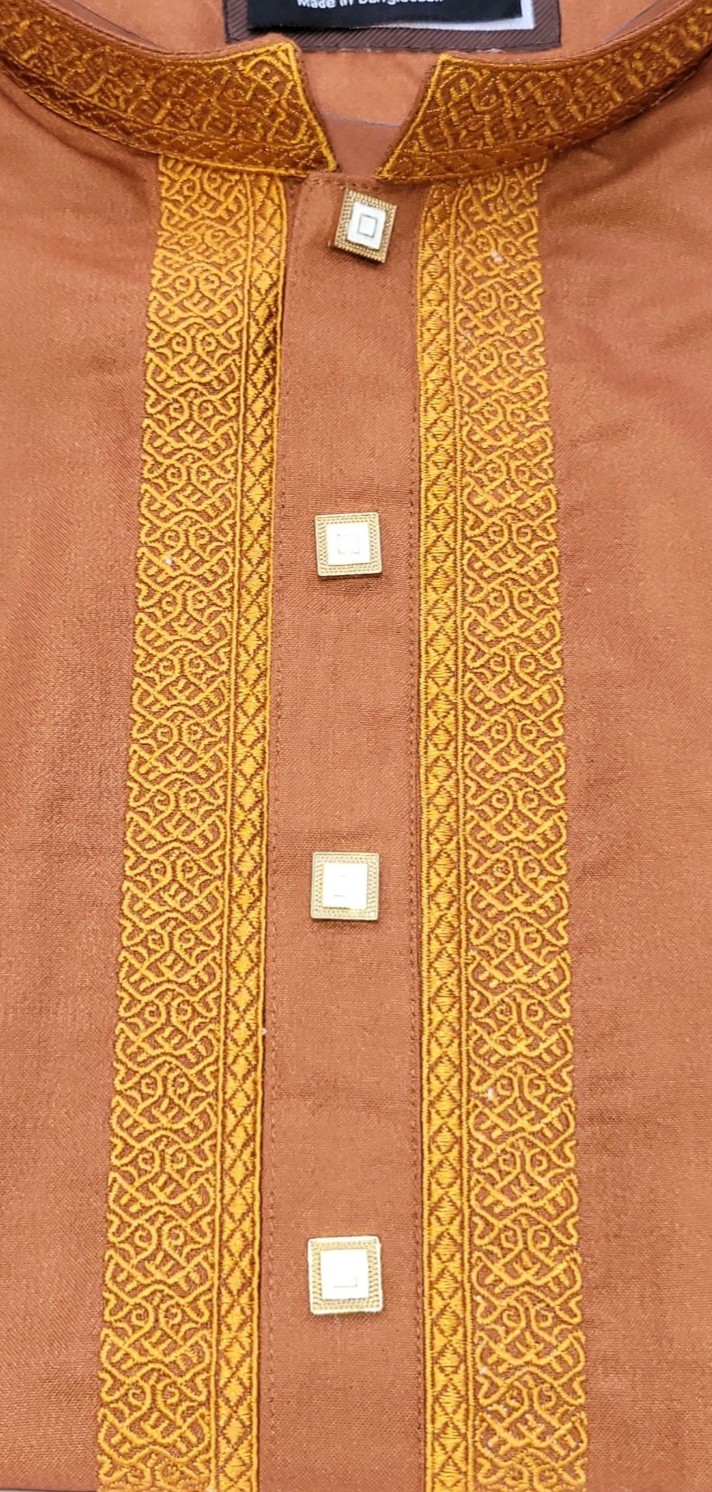 Premium Mustard Brown Embroidered Punjabi for Men