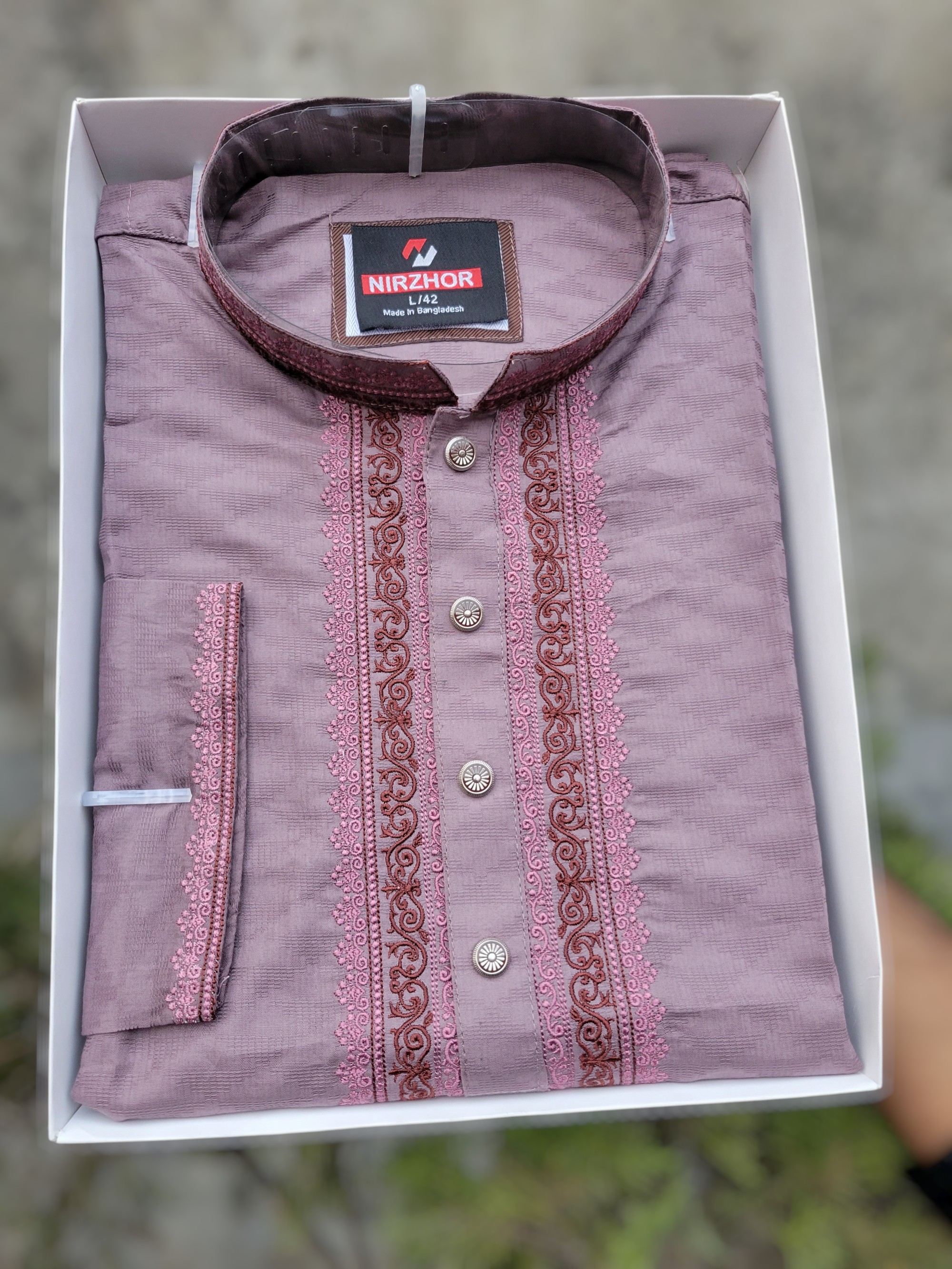 Premium Mauve Embroidered Punjabi for Men