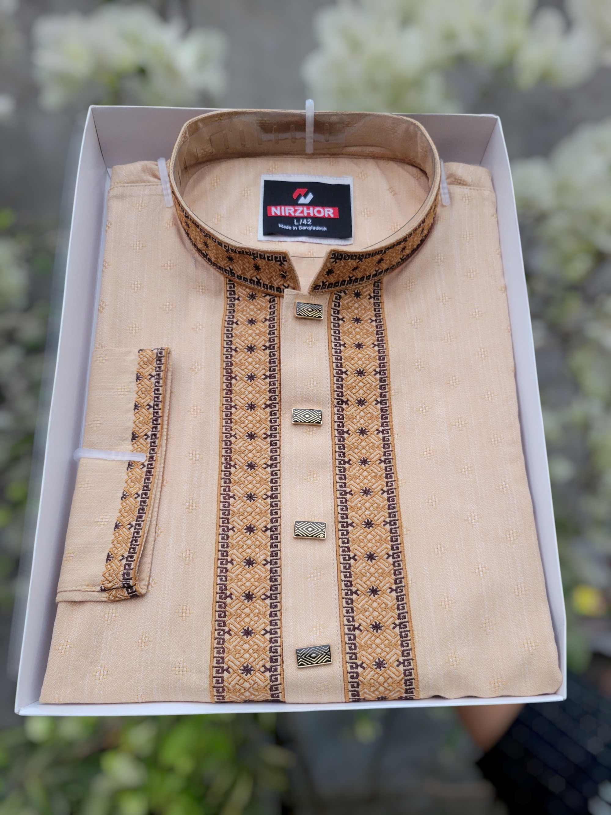 Premium Beige Embroidered Punjabi for Men
