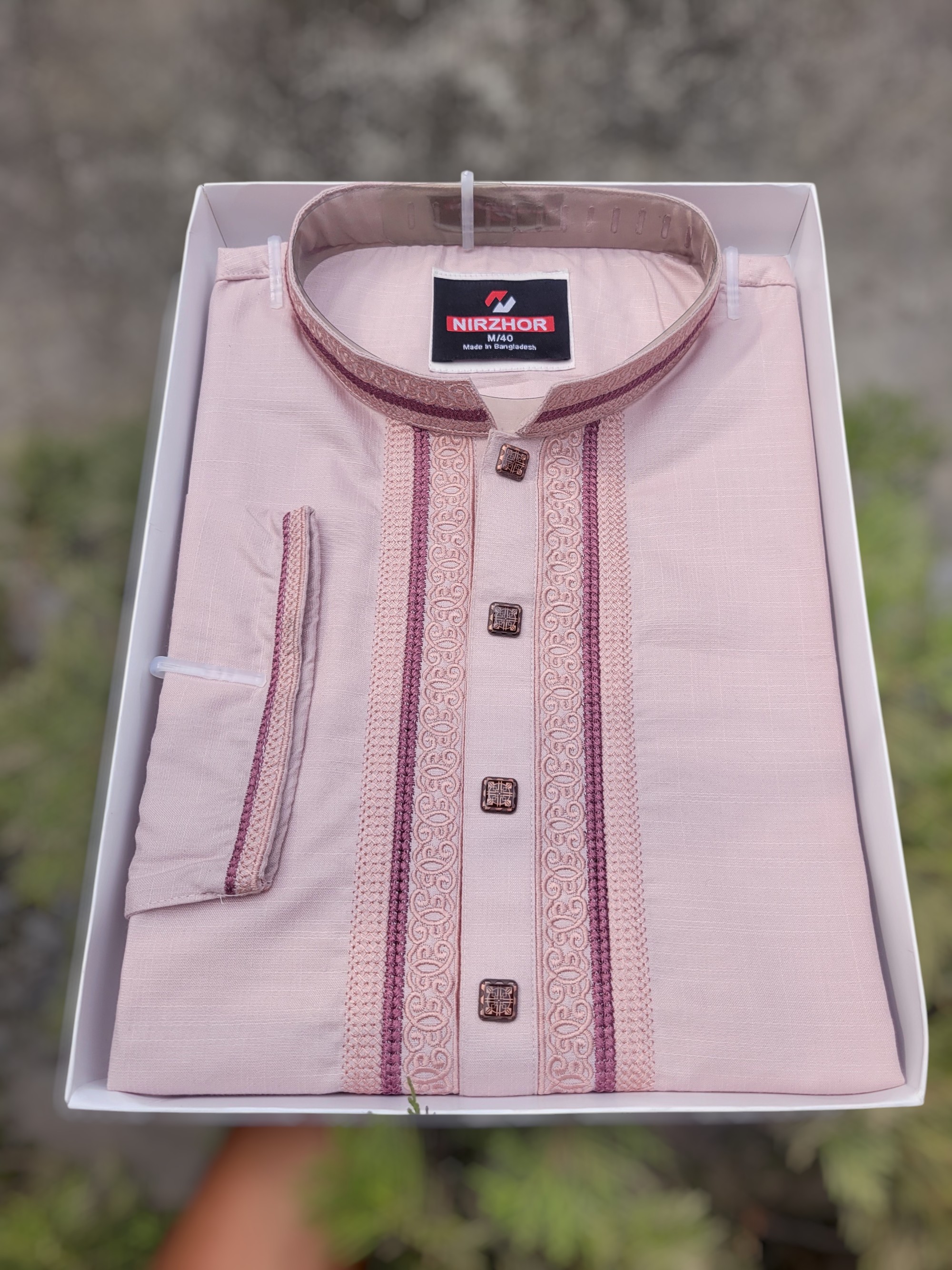Premium Light Pink Embroidered Punjabi for Men