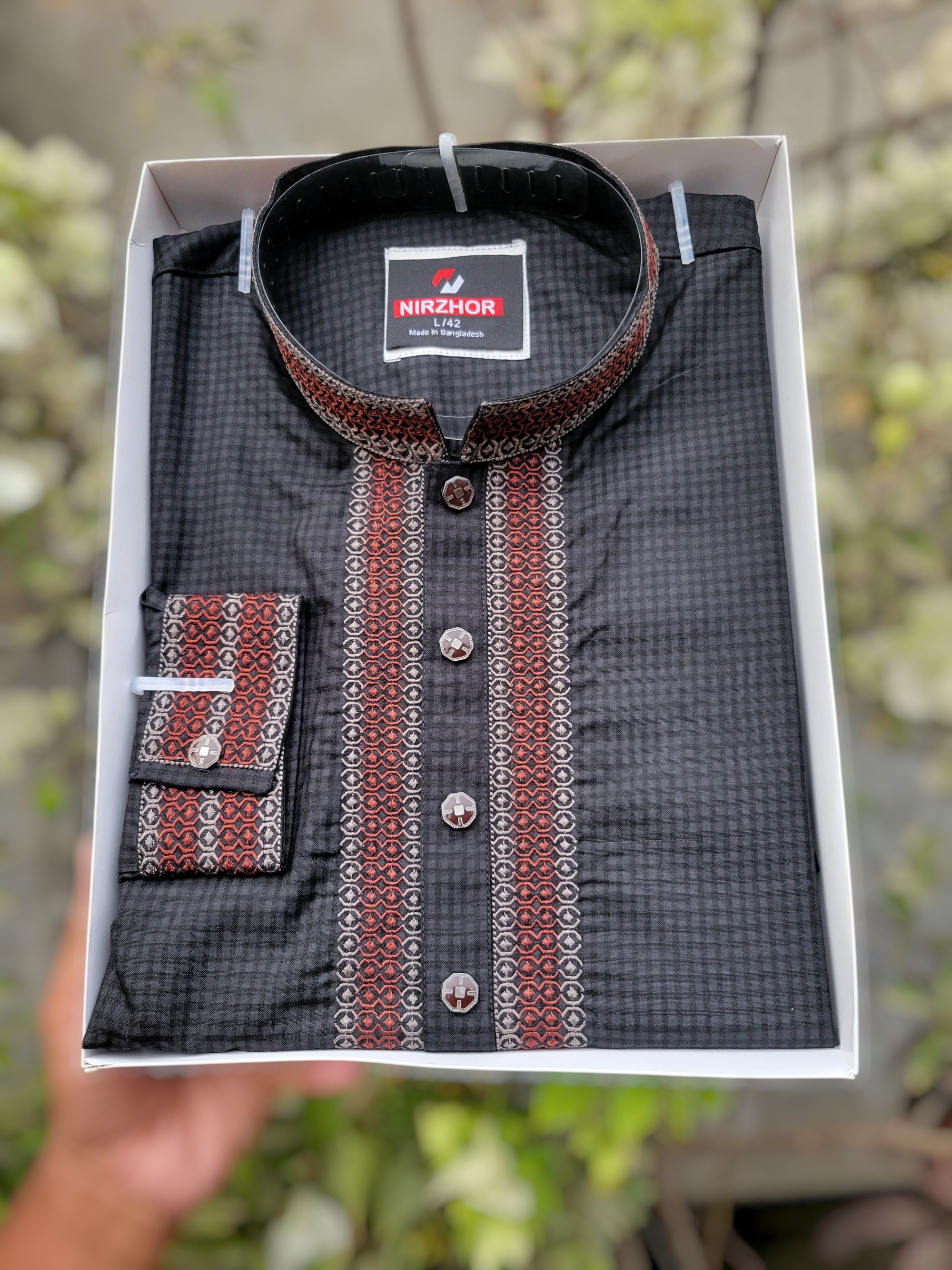 Premium Black Embroidered Punjabi for Men