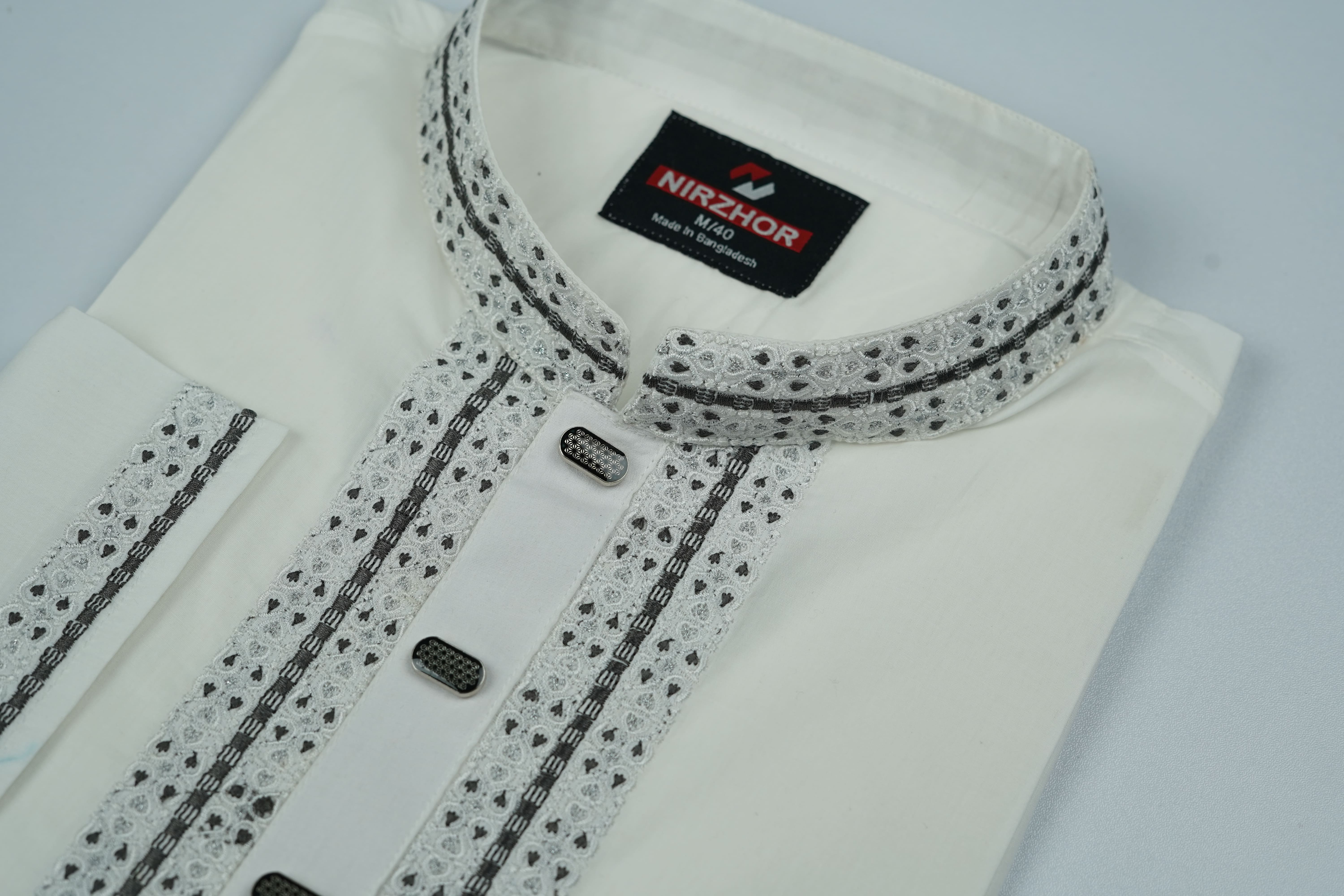 Nirzhor Premium White Embroidered Panjabi