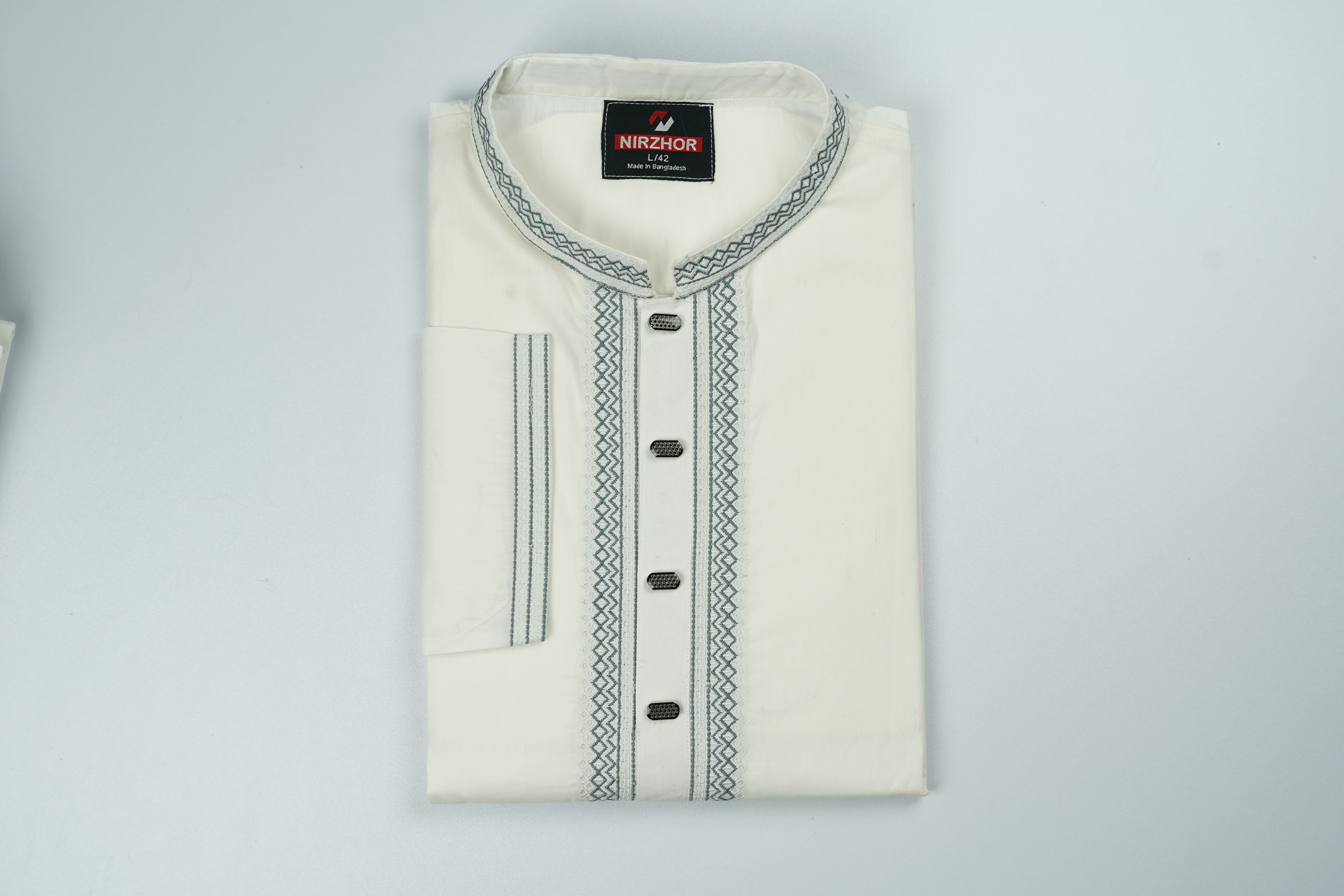 Nirzhor Premium White Embroidered Panjabi