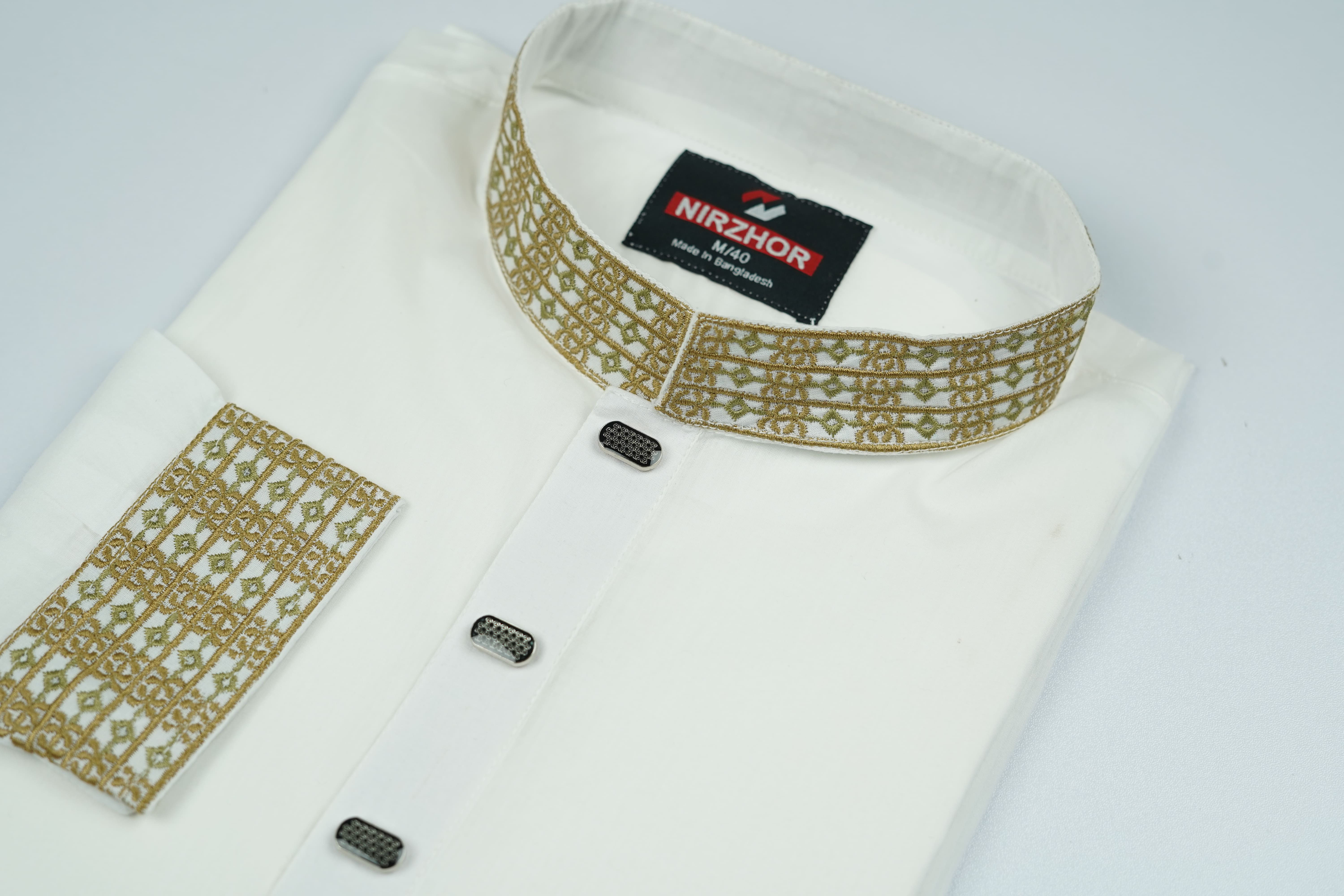 Nirzhor Premium White Embroidered Panjabi