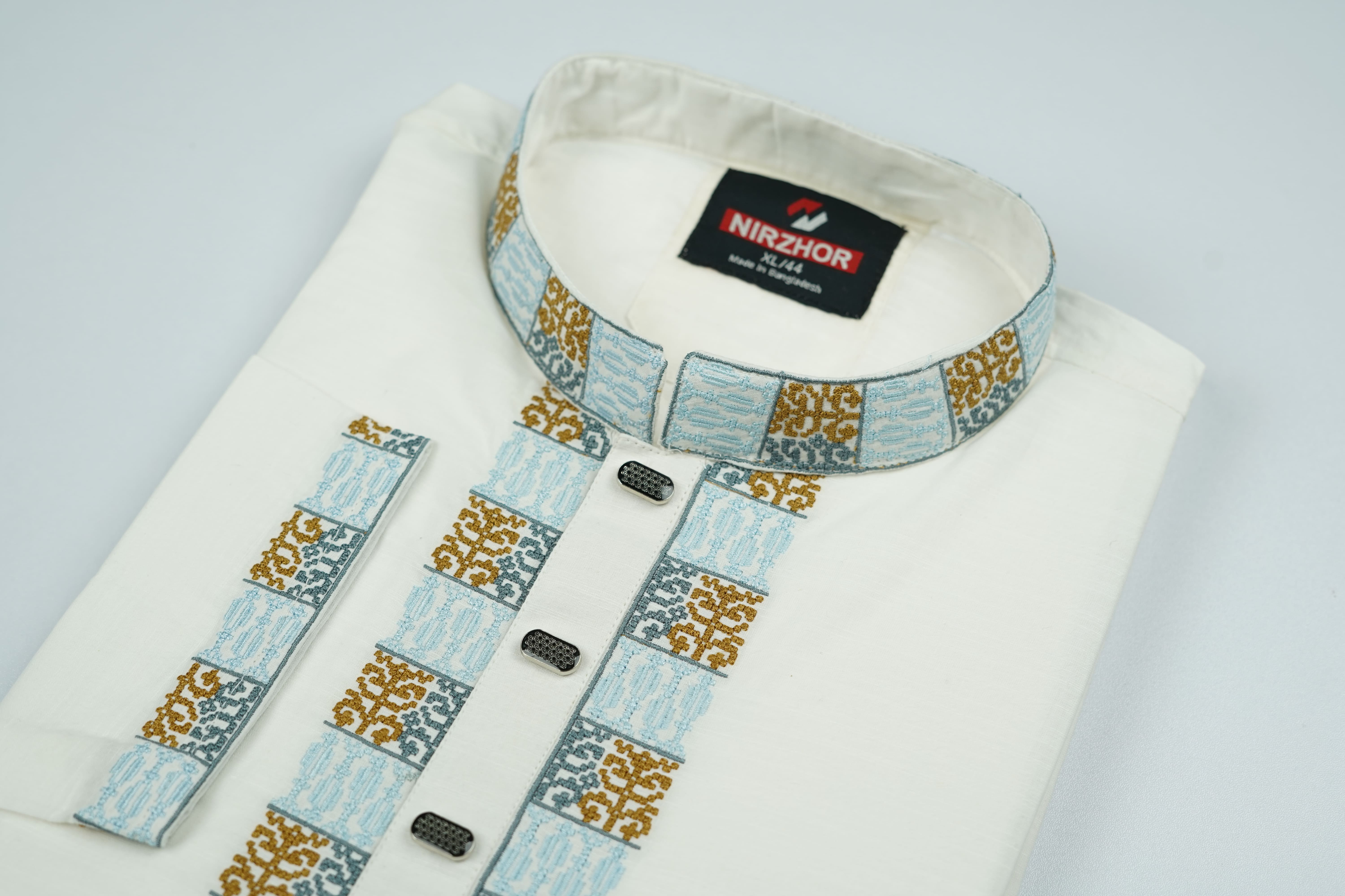 Nirzhor Premium White Embroidered Panjabi