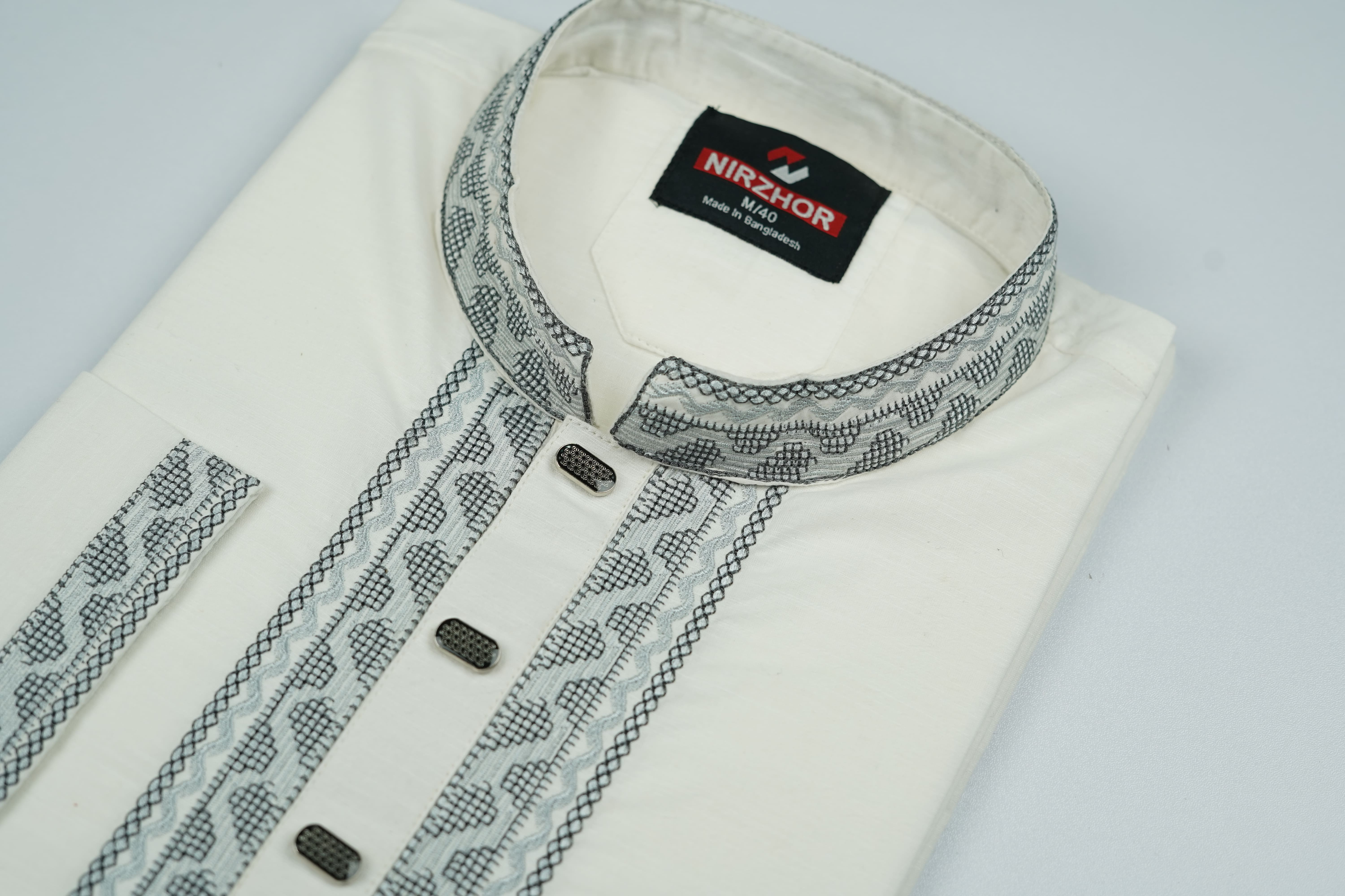 Nirzhor Premium White Embroidered Panjabi