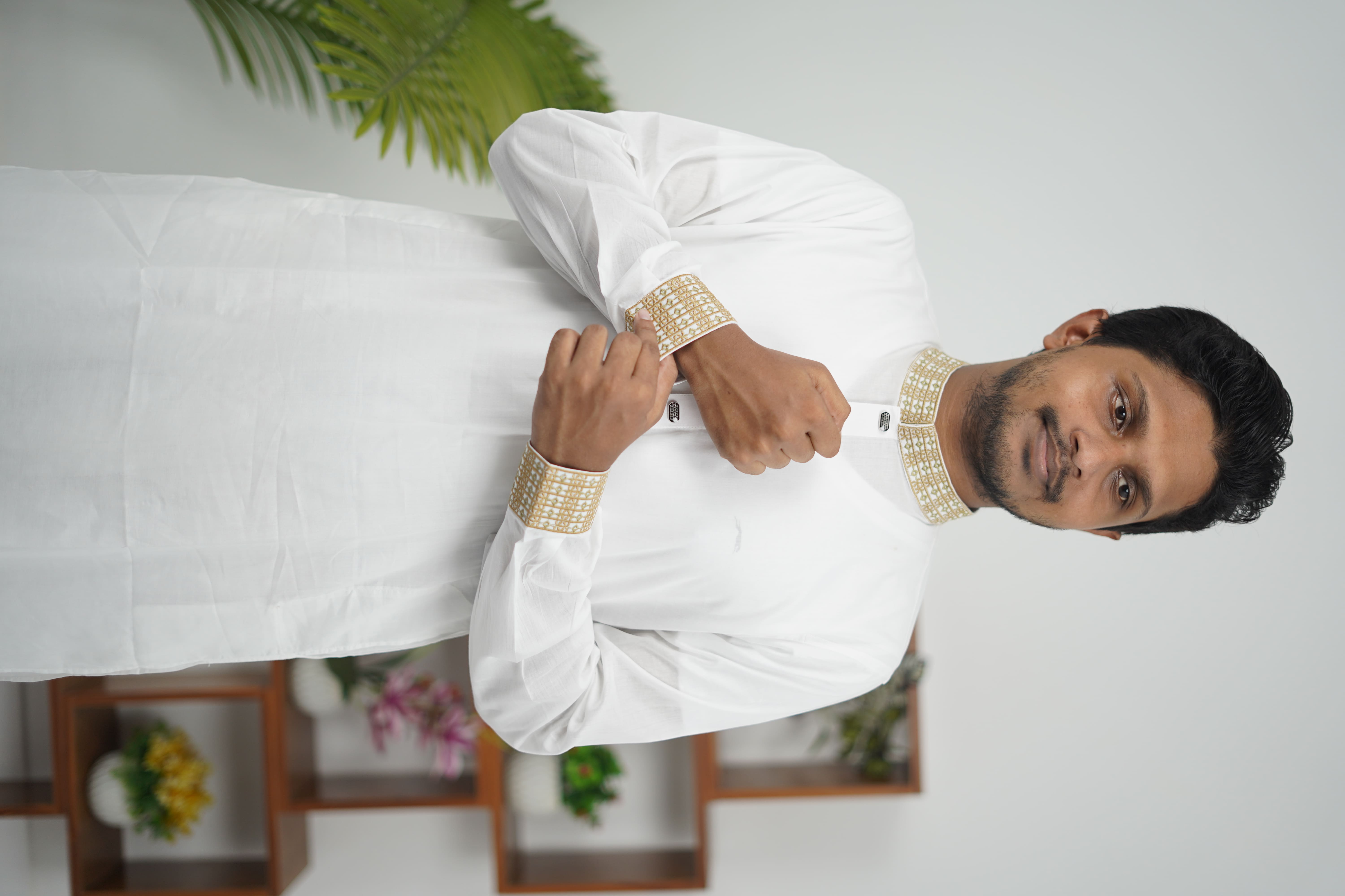 Nirzhor Premium White Embroidered Panjabi