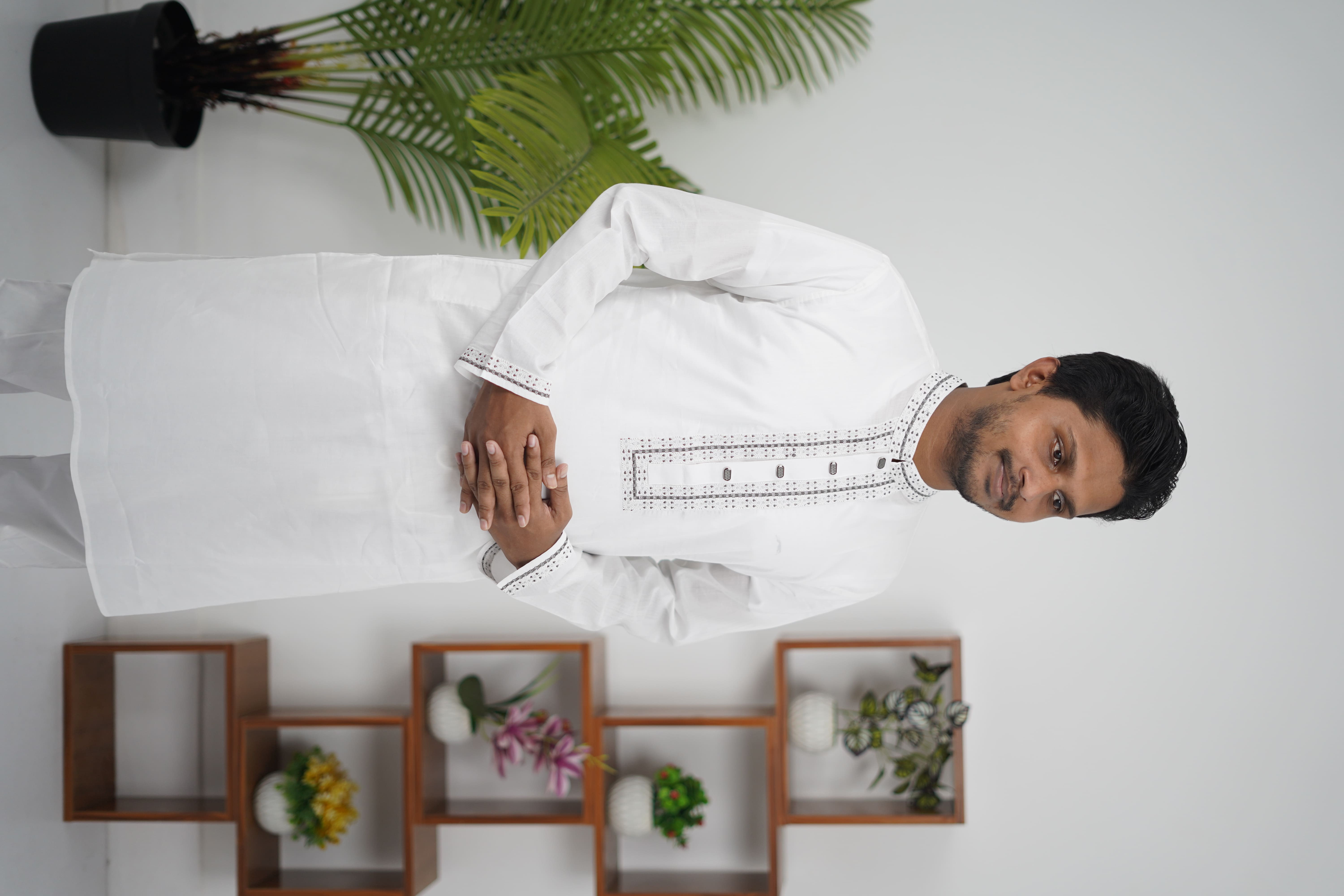 Nirzhor Premium White Embroidered Panjabi